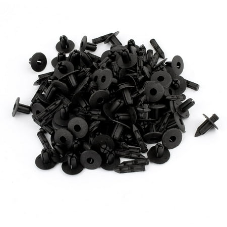 Unique Bargains 100 Pcs Vehicle Car Black Door Fender Plastic Rivets 7mm Hole