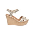 thumbnail image 2 of Qupid EA35 Women Metallic Peep Toe Criss Cross Espadrille Wedge Sandal, 2 of 5