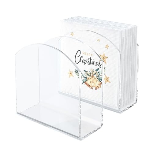 2 Pack Clear Napkin Holder for Table,Acrylic Napkins Holder,Napkin Dispenser for Kitchen Table,Cocktail Napkin Holder for Bar,Banquet,Restaurant,Bar napkin holder