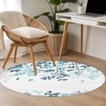 thumbnail image 4 of Round Area Rugs Collection 4 Ft, Teal Blue Leaves Non-Slip Residential Carpet, Summer Botanical Indoor Crawling Mats Runner Rugs for Living Room/Dining Room/Bedroom, 4 of 8