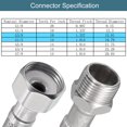thumbnail image 3 of Uxcell 16" Faucet Supply Line Connector, G3/8 Male x G1/2 Female 304 Stainless Steel Water Supply Hose, 4 Pack, 3 of 6