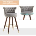 thumbnail image 4 of Taiweny Counter Height Bar Stools Set of 2, 27” Velvet Tufted 360-Degree Swivel Barstools with Back & Footrest, Modern Upholstered Bar Chairs for Kitchen Counter/Cafe, Grey, 4 of 12