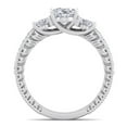 thumbnail image 3 of SuperJeweler 2 1/2 Carat Moissanite Oval Shape Three Stone Ring in 14 Karat White Gold for Women, 3 of 6