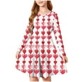 thumbnail image 2 of Cowsor Big Girls Long Sleeve Round Neck Dress Valentine Print Comfortable Stretch Fabric Ballet Practice Outfit for 4 to 14 Years Old Kids Dance Class Training, 2 of 5