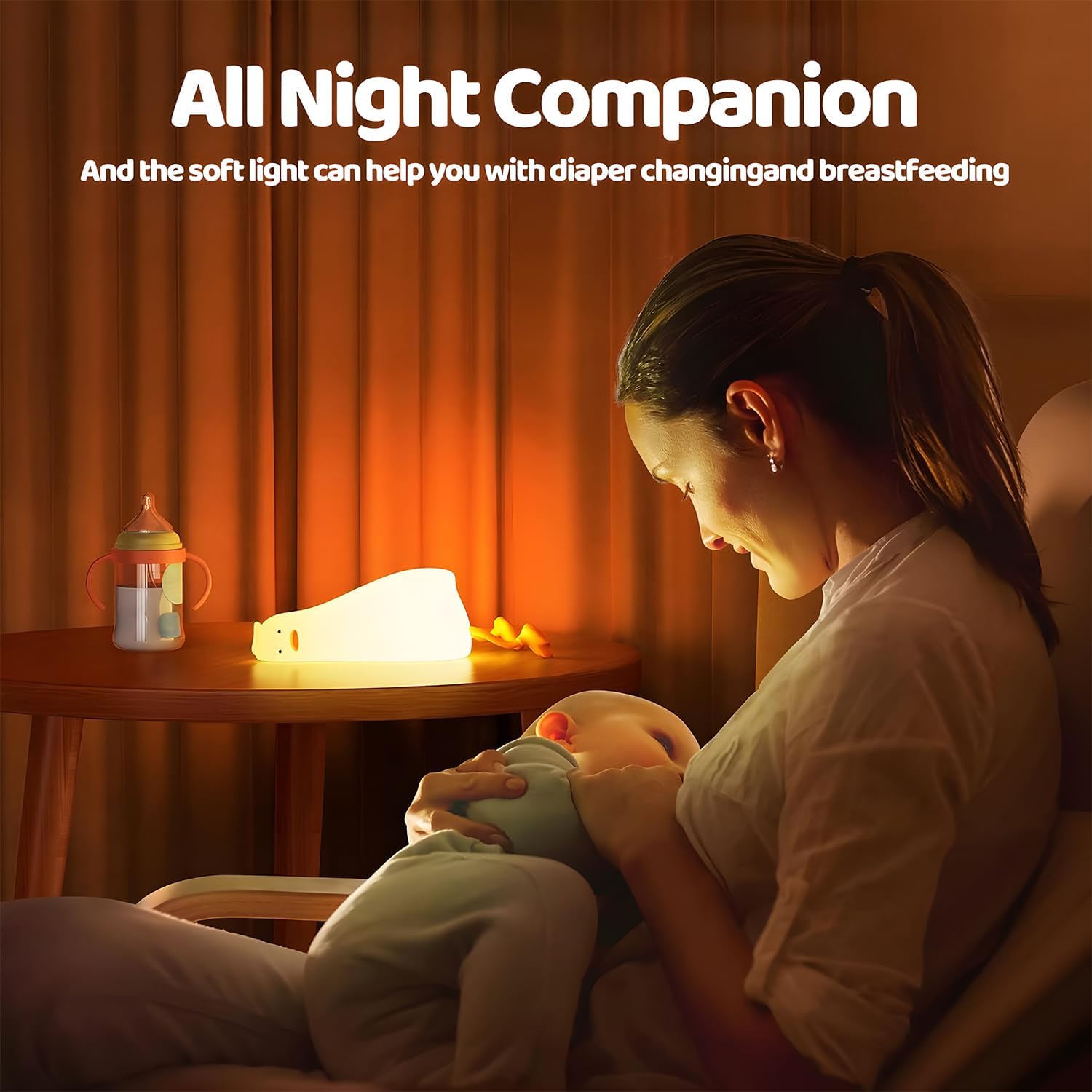 Lying Cute Duck Lamp Night Light for Kids,Cute Room Decor Silicone Duck Lamp for Baby,Night Lights for Baby Nursery,3-Colors USB Rechargeable Gift for Kids Boys and Girls Bedroom Decor