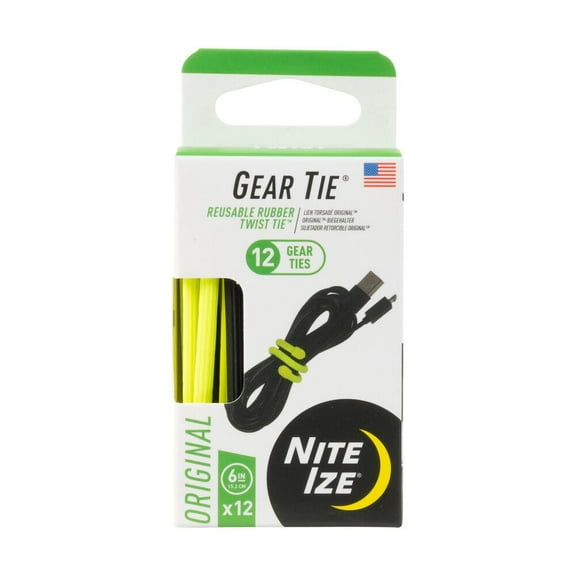 Nite Ize Gear Tie ProPack Rubber Twist Tie,6in,Pack of 12,Assorted