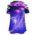 thumbnail image 5 of Colorful Butterflies&nbsp;Glitter Star Womens Summer V Neck Zipper Top Short Sleeve T Shirt Off Shoulder Top Casual Classy Loose Shirts, 5 of 7