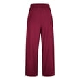 thumbnail image 5 of Kinrui Plus Size Wide Leg Pants for Women Casual Loose Elastic Waist Yoga Trousers with Pocket Wine 4XL, 5 of 9