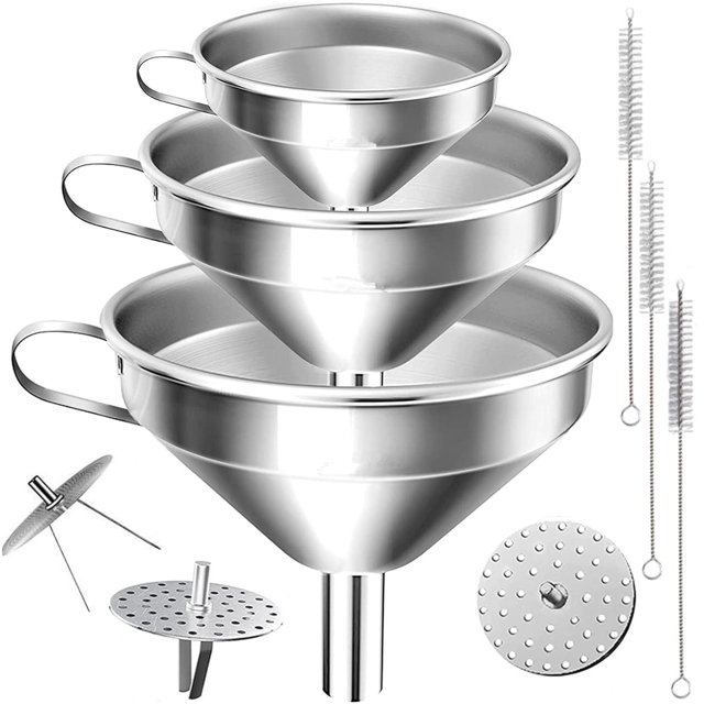 Juego de Embudos de Cocina con Coladores y Cepillos de Limpieza Apto para Líquidos aceites mermelada