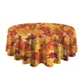 thumbnail image 4 of Autumn Fall Leaves Pattern Round Tablecloth 60" X 60",Wrinkle Wipeable Table Cloth for Kitchen Dining Room Picnic Patio Party, 4 of 5