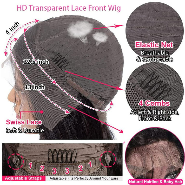 HD Lace Front Human Hair Wigs For Black Women 10A Brazilian Deep