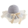thumbnail image 1 of Sombrero de paja con lazo de malla para mujer, sombrero de paja con protección solar para playa, 56-58cm de circunferencia, 1 of 5