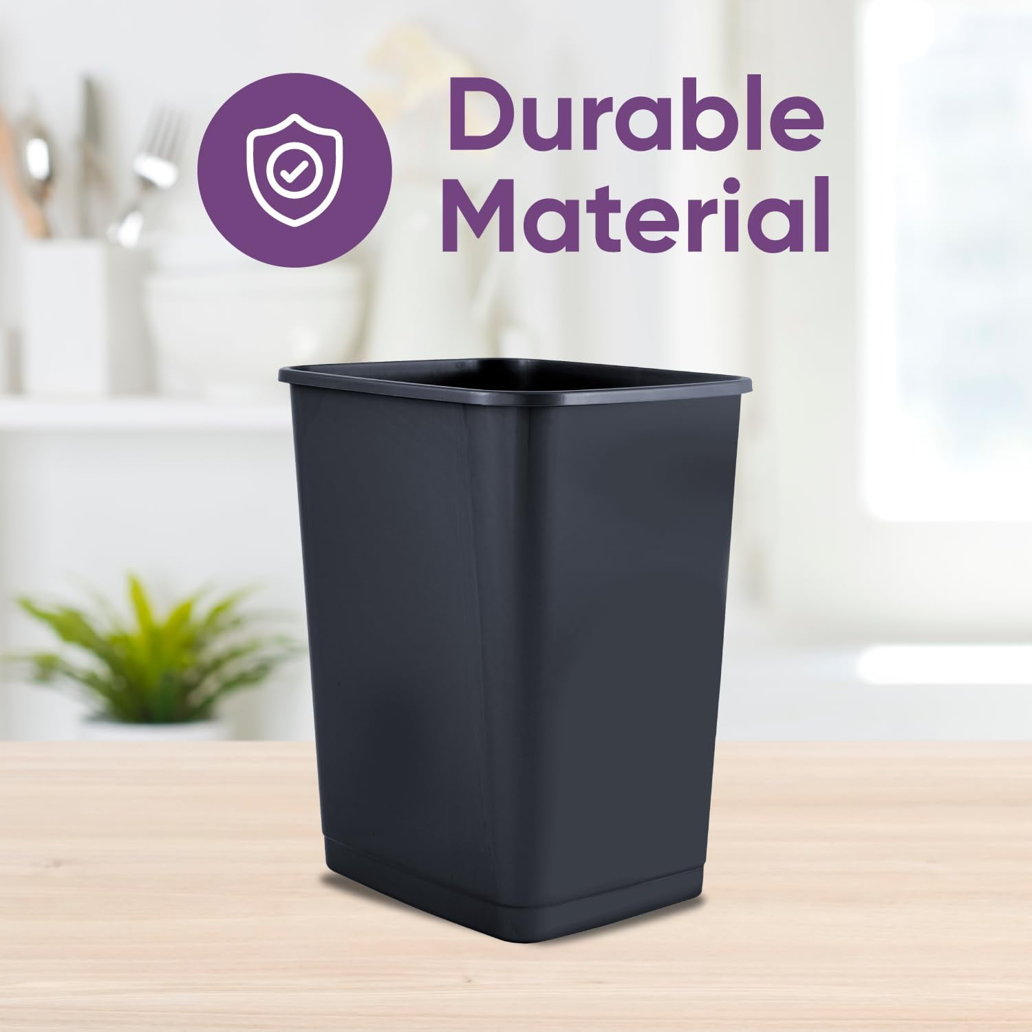 Superio Small 2.5 Gallon Plastic Trash Can, Waste Bin for Under Desk, Office, Bedroom, Bathroom- 10 Qt, (2, Dark Grey)