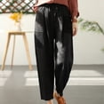 thumbnail image 2 of Birdeem Womens Solid Elastic Embroidered Cotton Hemp Capris, 2 of 6