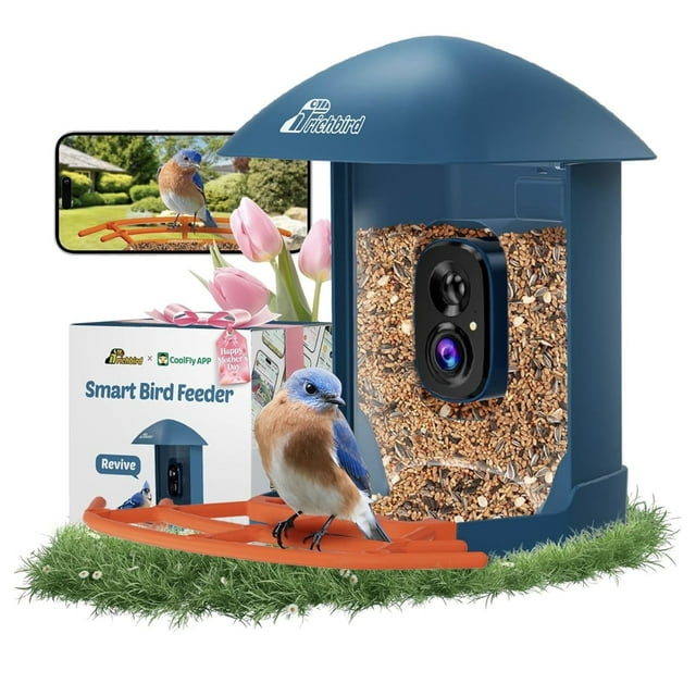Richbird Smart Bird Feeder Camera, Birdwatching Camera with Lifetime Free AI Identify Bird Species & Solar Panel, Auto Video Capture & Instant Notifications (Deep Blue)