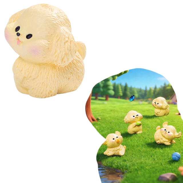 Figurines Miniatures Accessoires de Jardin Décor de Terrarium Figurines Mignonnes Miniatures de Chiot en Résine pour Bricolage de Jardin Terrarium Maison de Poupée et Décor de Bureau