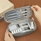 thumbnail image 5 of Bolsa organizadora de estuche de lápices grande | Estuche para bolígrafos de gran capacidad con múltiples compartimentos | Almacenamiento duradero con cremallera de tela para bolígrafos, marcadores, 5 of 5