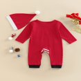 thumbnail image 4 of Ensemble de Combinaison de Noël Bébé Manches Longues Col Rond Patchwork Rayé Pied/sans Pied avec Chapeau, 4 of 9