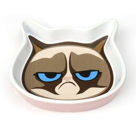 PetRageous Designs 4.75 Inch 4 Ounce Capacity Grumpy Cat Saucer, Pink