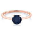 thumbnail image 2 of Gem Stone King 10K Rose Gold Blue Sapphire Solitaire Engagement Ring for Women (1.00 Cttw, Round 6MM, Gemstone September Birthstone, Size 8), 2 of 5
