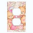 thumbnail image 2 of Metal Light Switch Wall Plate Outlet Cover (2 Teddy Bears Pink With Love Heart Balloon Flower - Single Duplex), 2 of 2