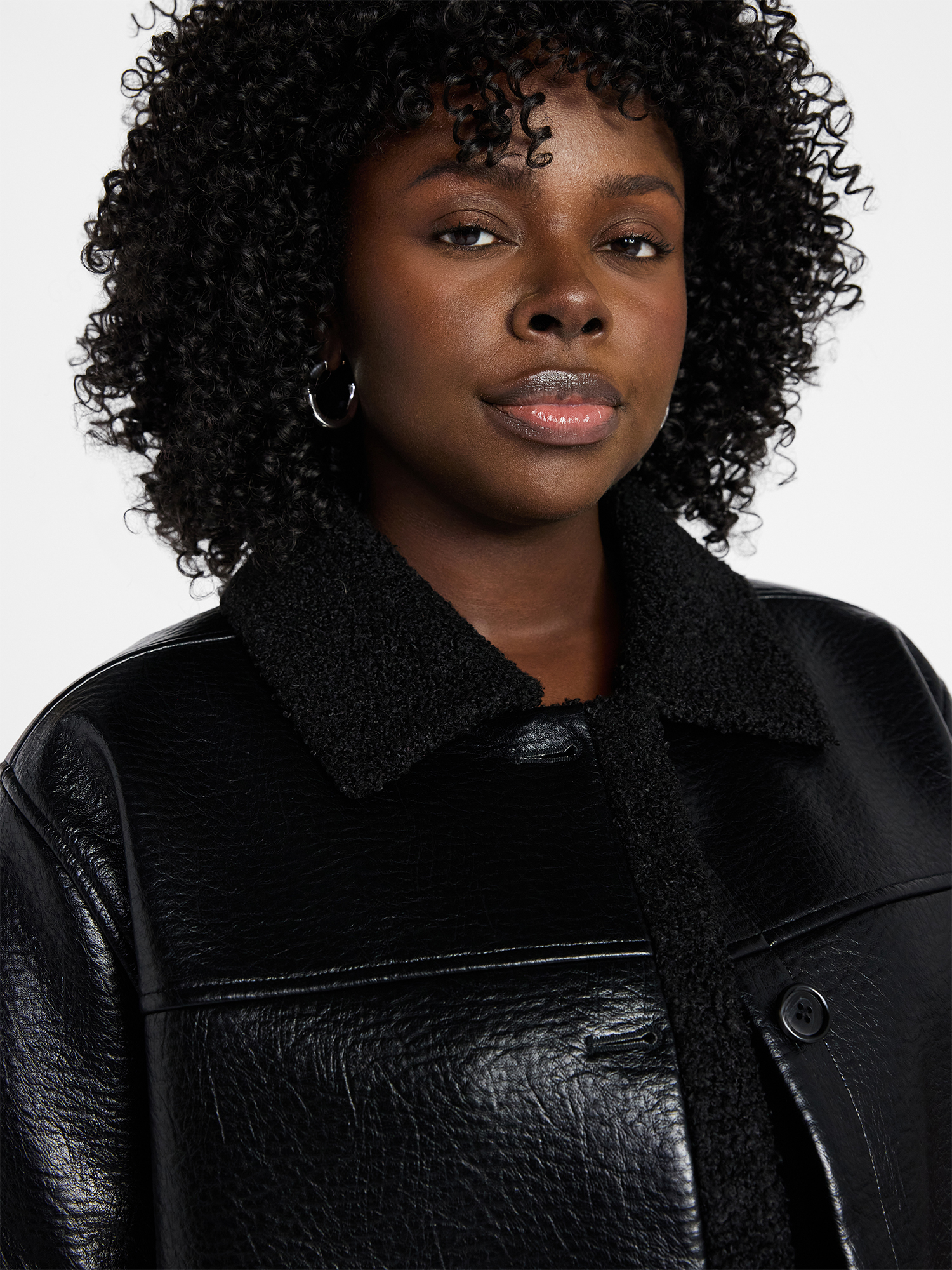 Terra & Sky Women's Plus Faux Shearling Jacket with Long Sleeves, Sizes 0X-5X
