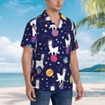 thumbnail image 5 of Xecao Lama in Space print Hawaiian shirt - a stylish short-sleeve button-down for men, perfect for casual beach and tropical outings., 5 of 9