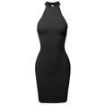 thumbnail image 1 of FashionOutfit Women's Casual Sexy High Neck Sleeveless Lurex Body-Con Mini Dress, 1 of 4