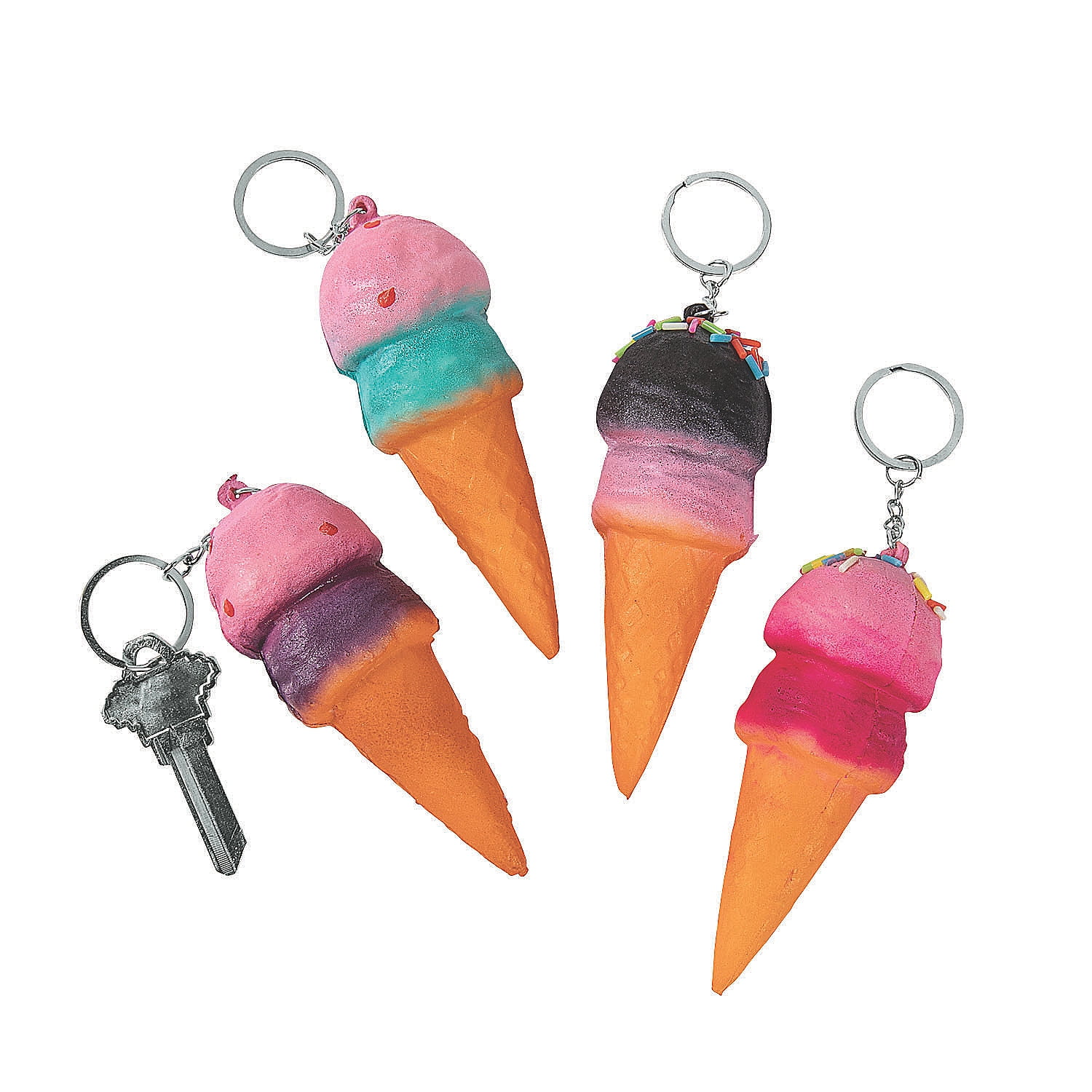 Ice Cream Key Chain Squishies Party Favors 12 Pieces