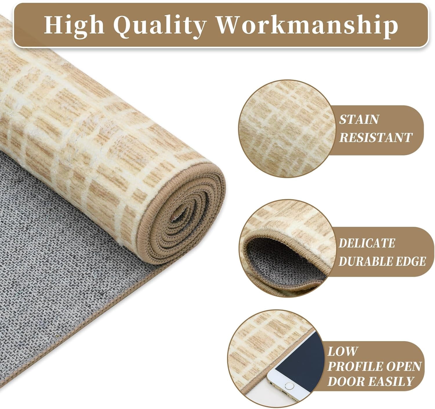 Memoryfield Washable Checkered Area Rugs 4' x 6', Throw Carpet for Bedroom Living Room Entrance Laundry Bathroom Plaid Modern Farmhouse Rug, Yellow