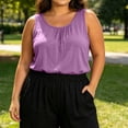 thumbnail image 6 of NominalSnug Womens Plus Size Tank Tops Sleeveless Pajamas Top Scoop Neck Undershirts Vest Loose Fitted Summer Clothes, 6 of 6