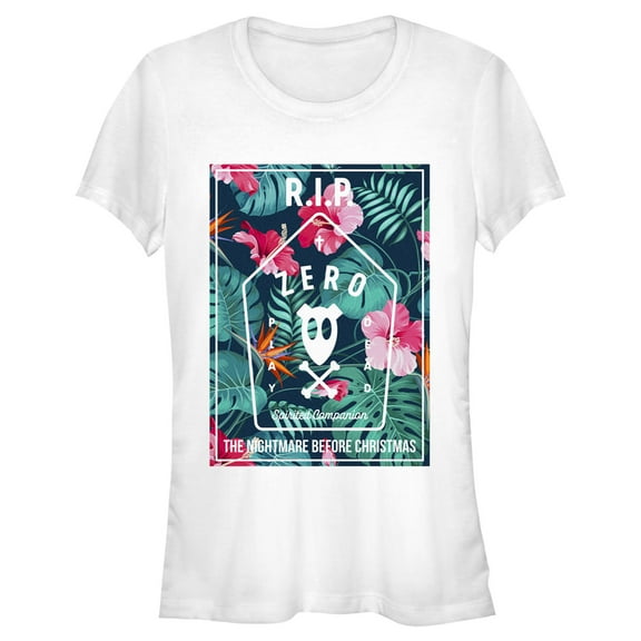 Junior's The Nightmare Before Christmas Spirited Companion Zero  Graphic Tee White X Large