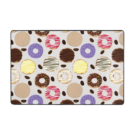 XMXT Non-Slip Area Rug, Multiple Donut Illustrations Polyester Rugs for Living Room, 72 x 48 inches