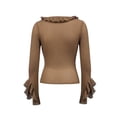 thumbnail image 6 of JSKUMAR Women's Long Sleeve Slim Crop Tops Basic T-Shirts Solid Bodysuit Spring Summer Tee Tops Khaki,XL, 6 of 7