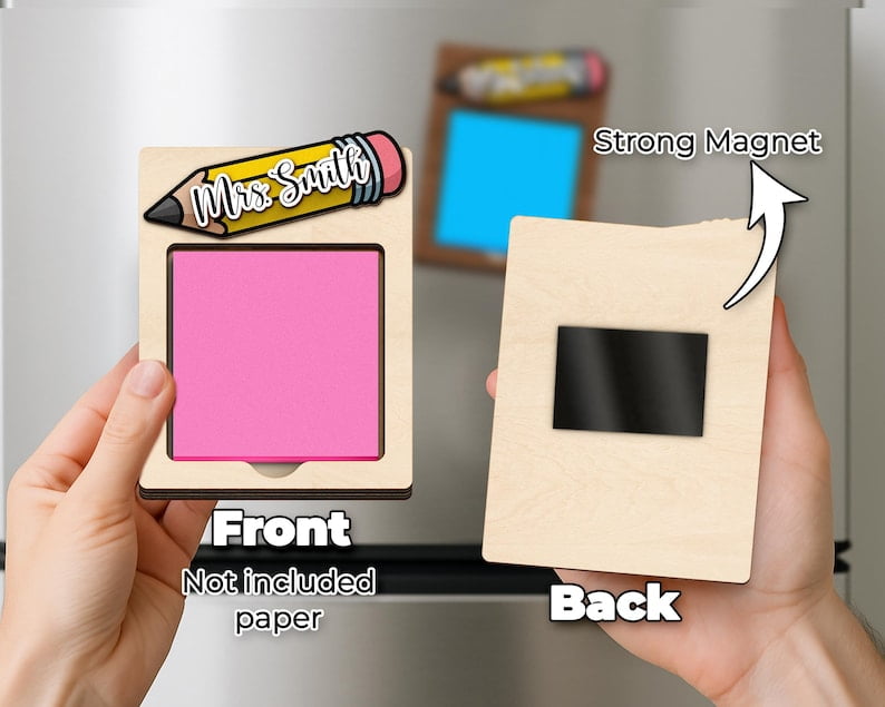 Personalized Teacher Sticky Note Holder, Custom Name Desk Accessory, Practical Teacher Appreciation or Christmas Gift, Classroom Office Note Pad Organizer