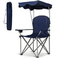 thumbnail image 4 of Costway Portable Folding Beach Canopy Chair W/ Cup Holders Bag Camping Hiking Outdoor Blue, 4 of 9