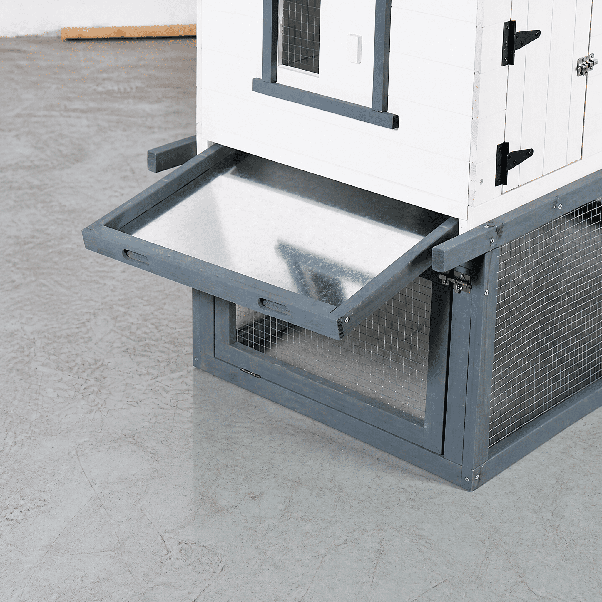 53" Double-Tier Wooden Outdoor/Indoor Waterproof Chicken Coop And Rabbit Hutch Complete With A Roof, Stairs, And A Removable Cleaning Tray; Suitable For Small To Medium Pets