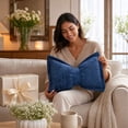 thumbnail image 4 of Bow Throw Pillow Decorative, Soft Chenille Cushion for Couch Bed Sofa, Cute Navy Blue Accent Pillow for Living Room Bedroom Home Decor, Plush Textured Fabric, 4 of 5