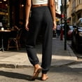 thumbnail image 6 of Women's Cotton Linen Joggers Ihhxva Drawstring Pants with Pockets Casual Elastic Waist Trousers Loose Fit Summer Straight Leg S-2XL, 6 of 6