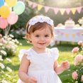 thumbnail image 2 of Cdudpw Baby Girl Headbands and Bows for Newborn Infant Toddler Nylon Hairbands Hair Accessories(Light Gray,0-24 Months), 2 of 5