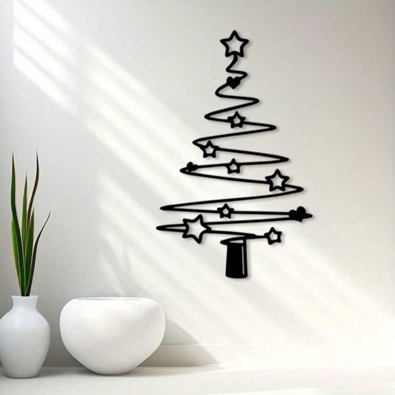 Simple Metal Christmas Tree Wall Decor, Rust-resistant Indoor and Outdoor Holiday Decorations, Festive Gifts for Halloween, Christmas, New Year and Housewarming Parties