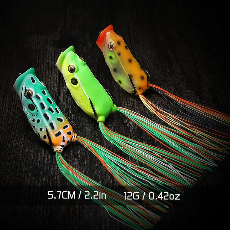 Topwater Fishing Lures for Bass, Super Soft Hollow Rubber/Floating Solid  Foam Frog Lures, Perfect Surface Bass Lure, Weedless Ultra-Sharp BKK Hooks, Soft  Skirt Legs/ Spinner Tail 