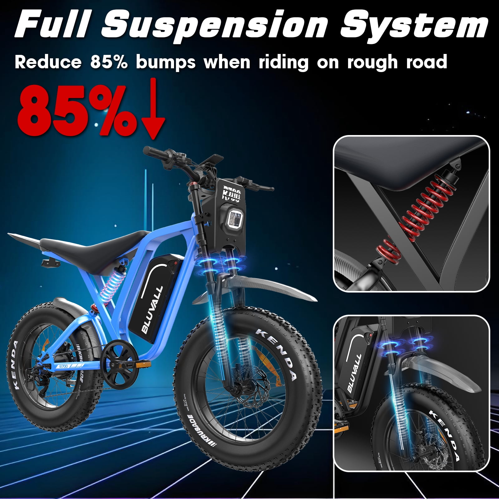 R700 Peak 3000W 20"x4.0 Fat Tire Electric Bike, 52V 25Ah Battery, Off-road E-Bike for Adults,UL2849