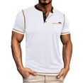 thumbnail image 2 of FRSASU Men's Henley Shirts Short Sleeve Casual Basic T-Shirts Fashion Classic Lightweight Button Tee Tops White, 2 of 8