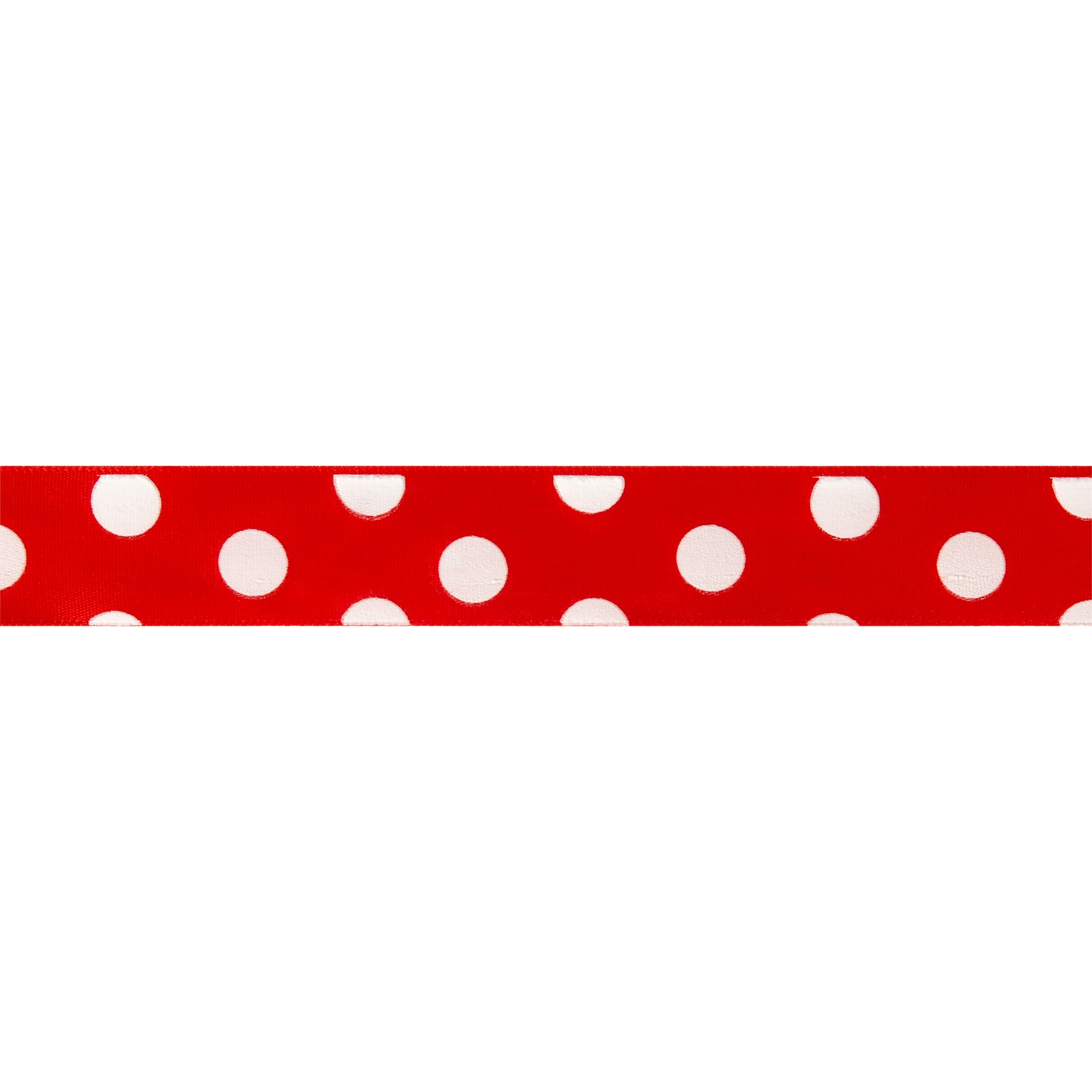 (3 pack) Offray Ribbon, Red with Polka Dot 7/8 inch Single Face Satin Polyester Ribbon, 9 feet