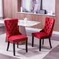 thumbnail image 2 of Set of 2 Dining Chairs with Velvet Upholstered, Dining Room Chairs, High-end Tufted Solid Wood Kitchen And Dining Room Chairs with Wood Legs Nailhead Trim for Kitchen Bedroom, Wine Red, 2 of 9