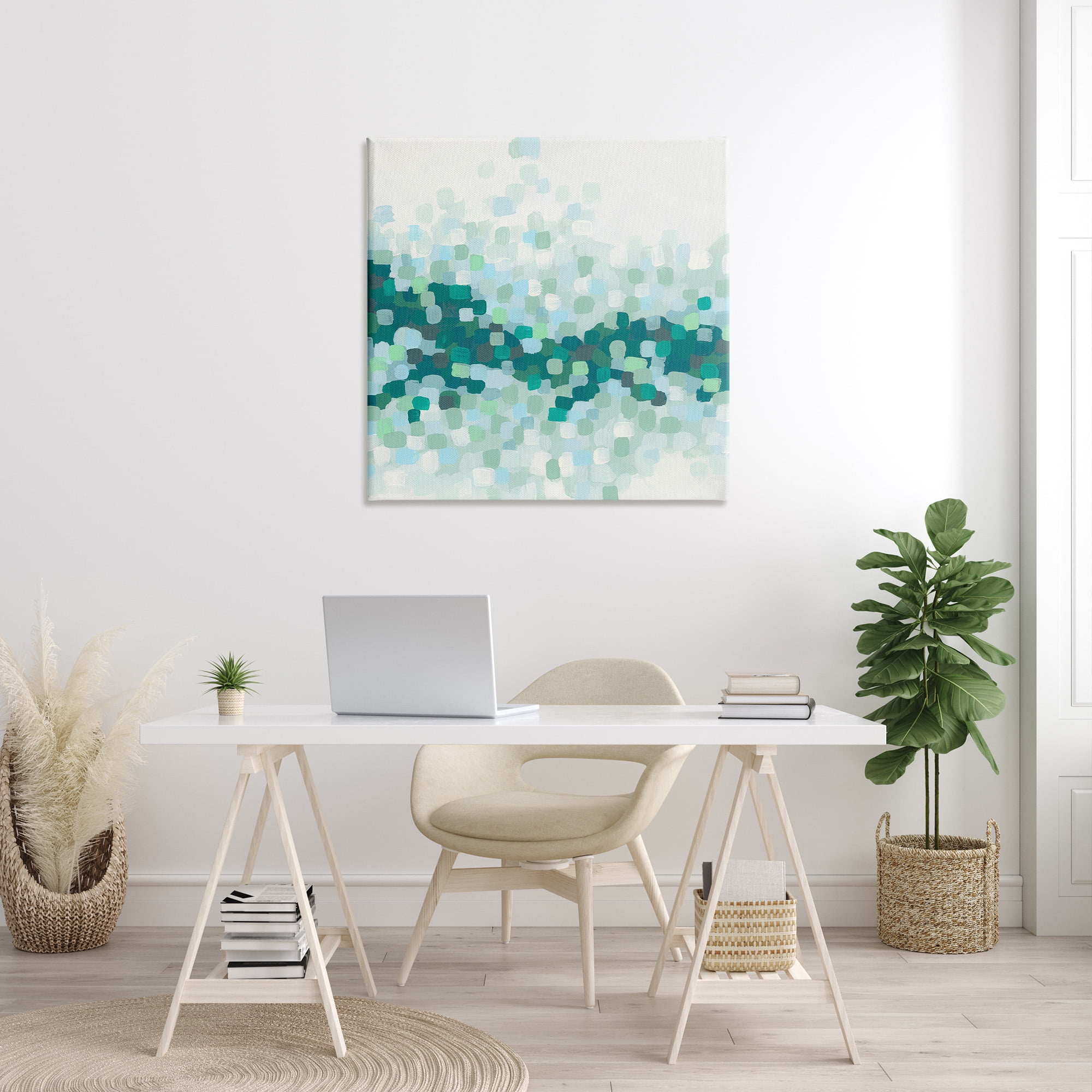 Stupell Industries Green Speckled Horizon Abstract Painting Gallery Wrapped Canvas Art Print Wall Art, 36 x 36