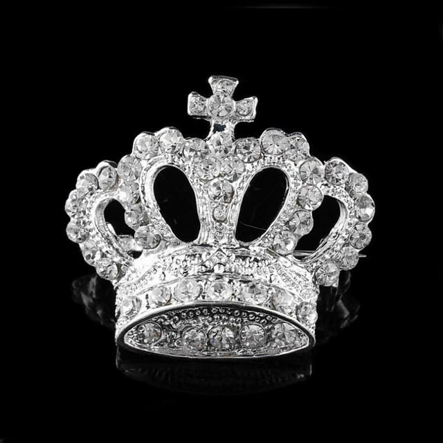 Broche de de Imitación de Plata, de Cristal, Rey, Reina, Broche para El Pecho, Boda, Navidad Fernando broche de cristal