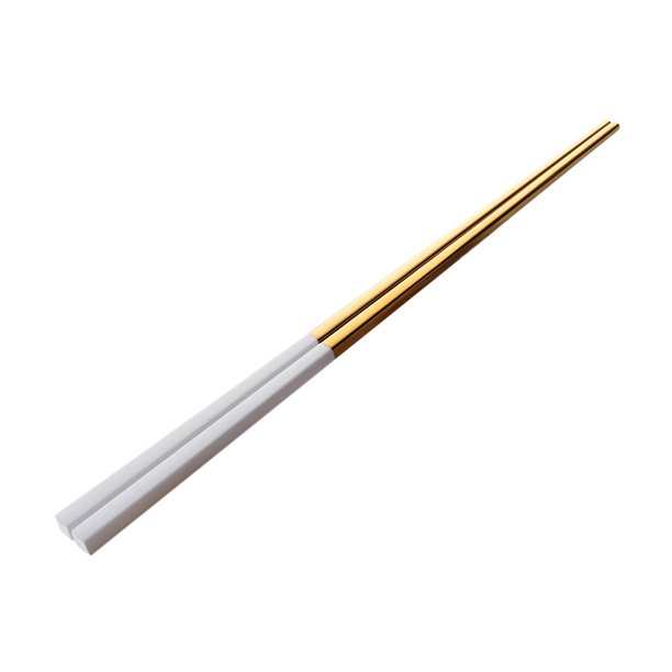 Palillos de acero inoxidable aptos para lavavajillas, palillos de metal coreanos sólidos Oro blanco