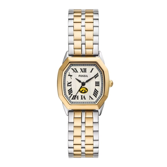 Fossil  Iowa Hawkeyes Harlow Three-Hand Two-Tone Stainless Steel Watch